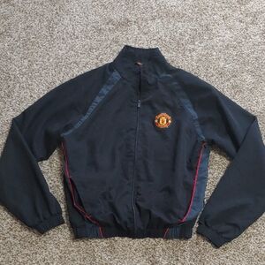 VTG Manchester United Jacket Men's Black Windbreaker Size XL